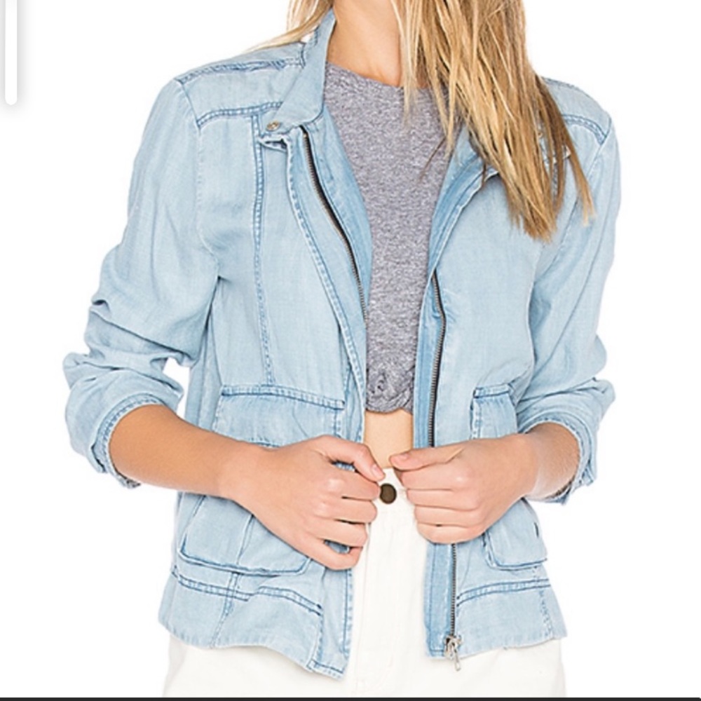 BB Dakota Light Wash Denim Jean Zipper Jacket S